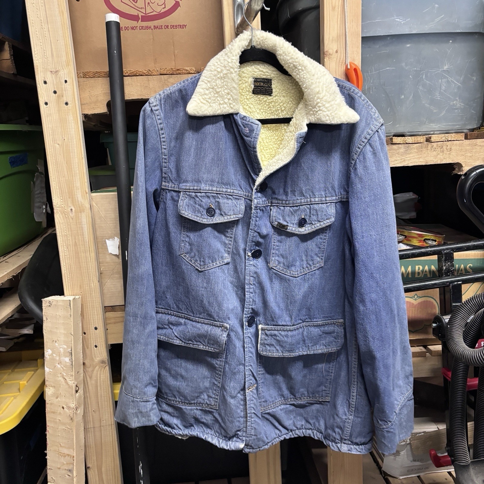 Vintage Sears Roebucks Sherpa Denim Jacket Size 52 Xl